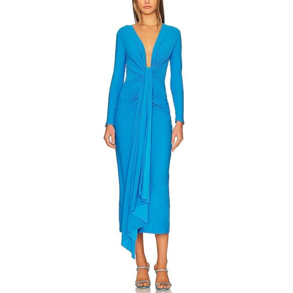 Solace London 'Lorena' Blue Polyester Midi Dress Size 6 - Picture 1 of 4